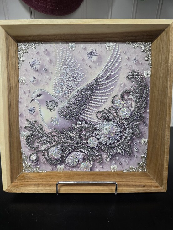 Hand Crafted Other - Rhinestone Painted Dove Art